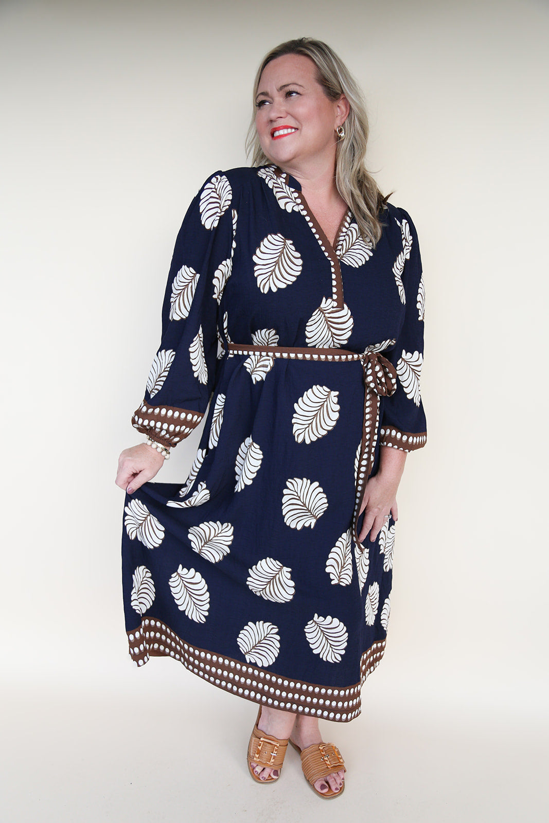 Midnight Palm Border Print Midi Dress