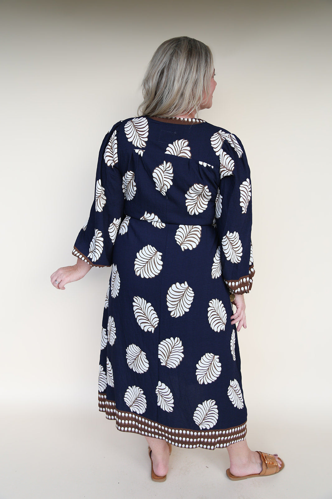 Midnight Palm Border Print Midi Dress