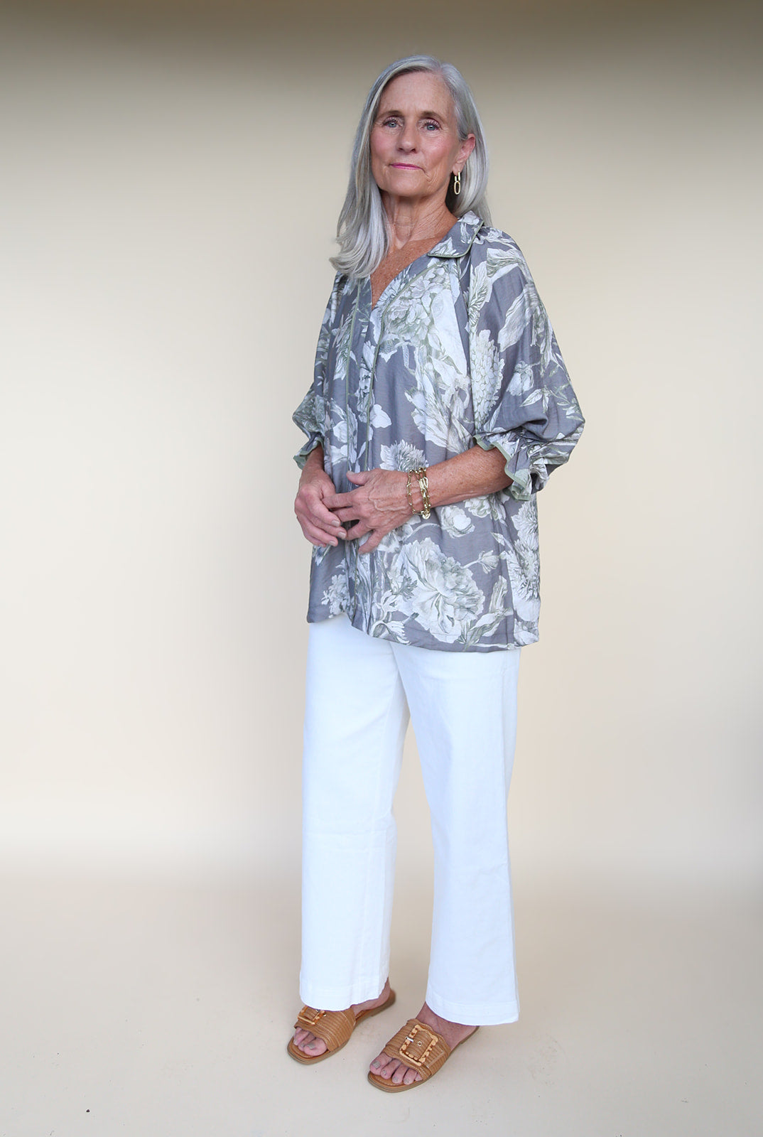 Falling for Florals Neutral Blouse