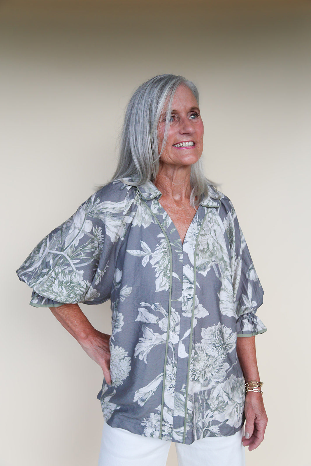 Falling for Florals Neutral Blouse