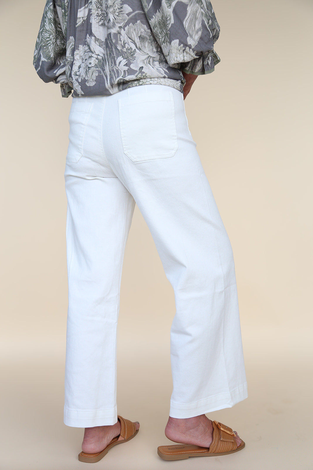 Winter White Stretchy Cropped Denim Pants