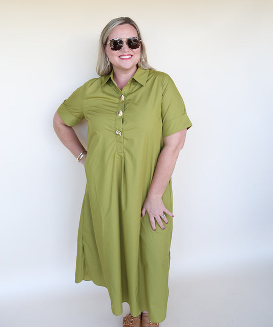 Olive Martini Midi Dress