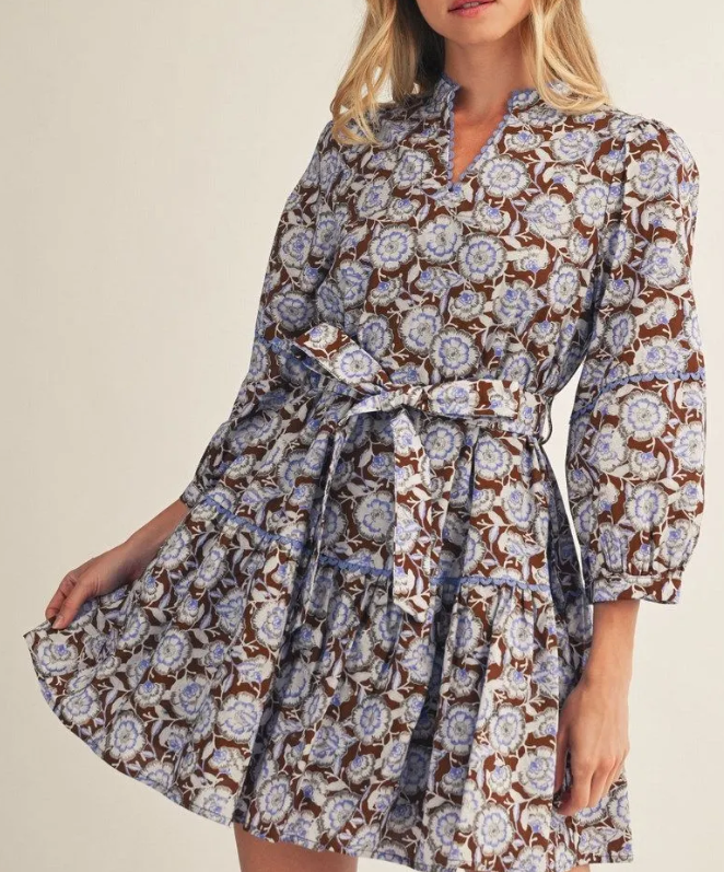 Kinsley Brown & Blue Floral Dress