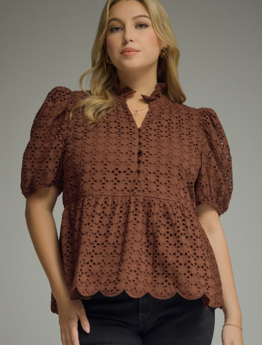 Burgundy Eyelet Top
