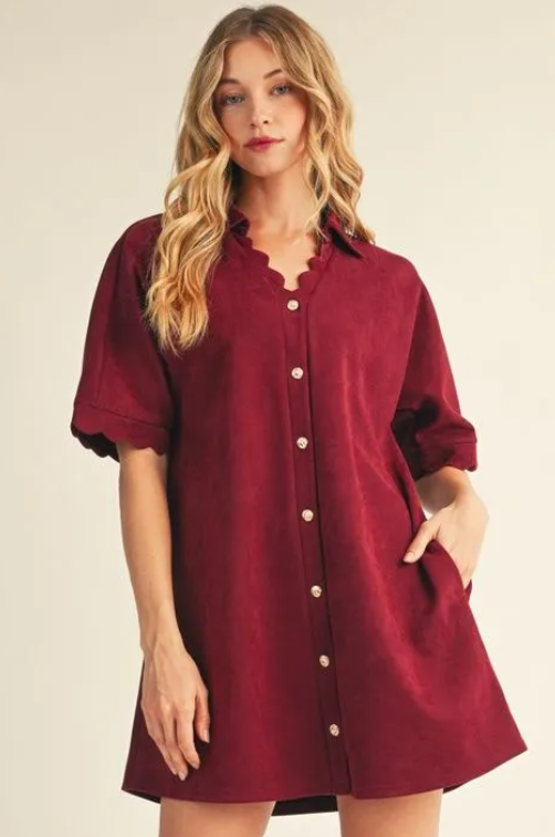 Burgundy Seude-Feel Dress