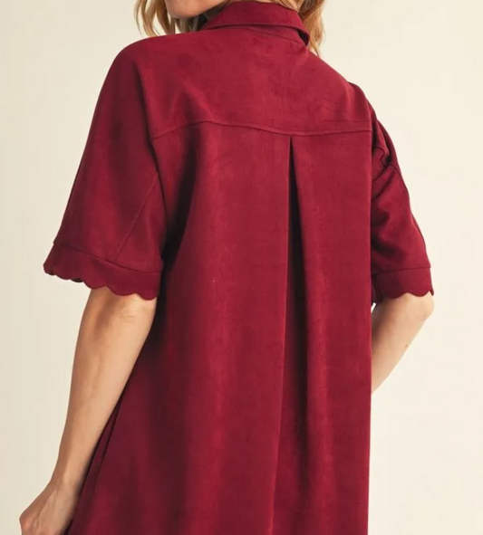 Burgundy Seude-Feel Dress