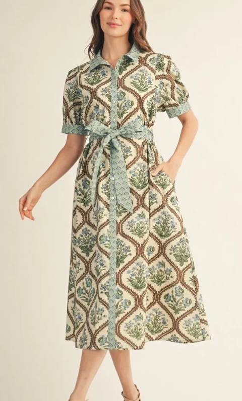 Sage Garden Midi Dress