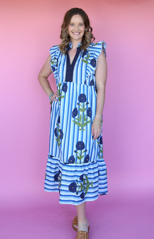 Seaside Blossom Midi Dress