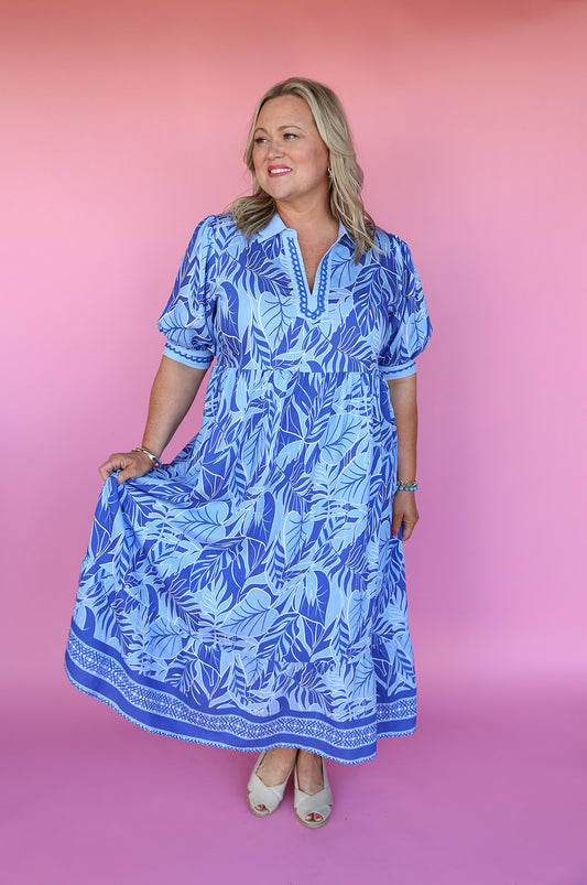 Blue Tropics Dress (Plus)