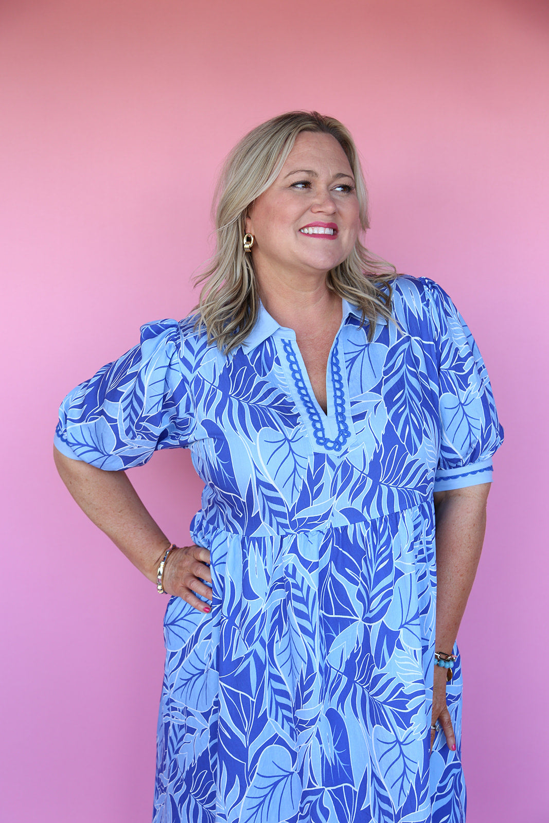 Blue Tropics Dress (Plus)