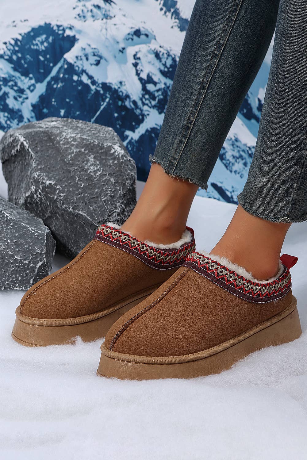 Casual & Cozy Plush Lined Slip Ons: Chestnut