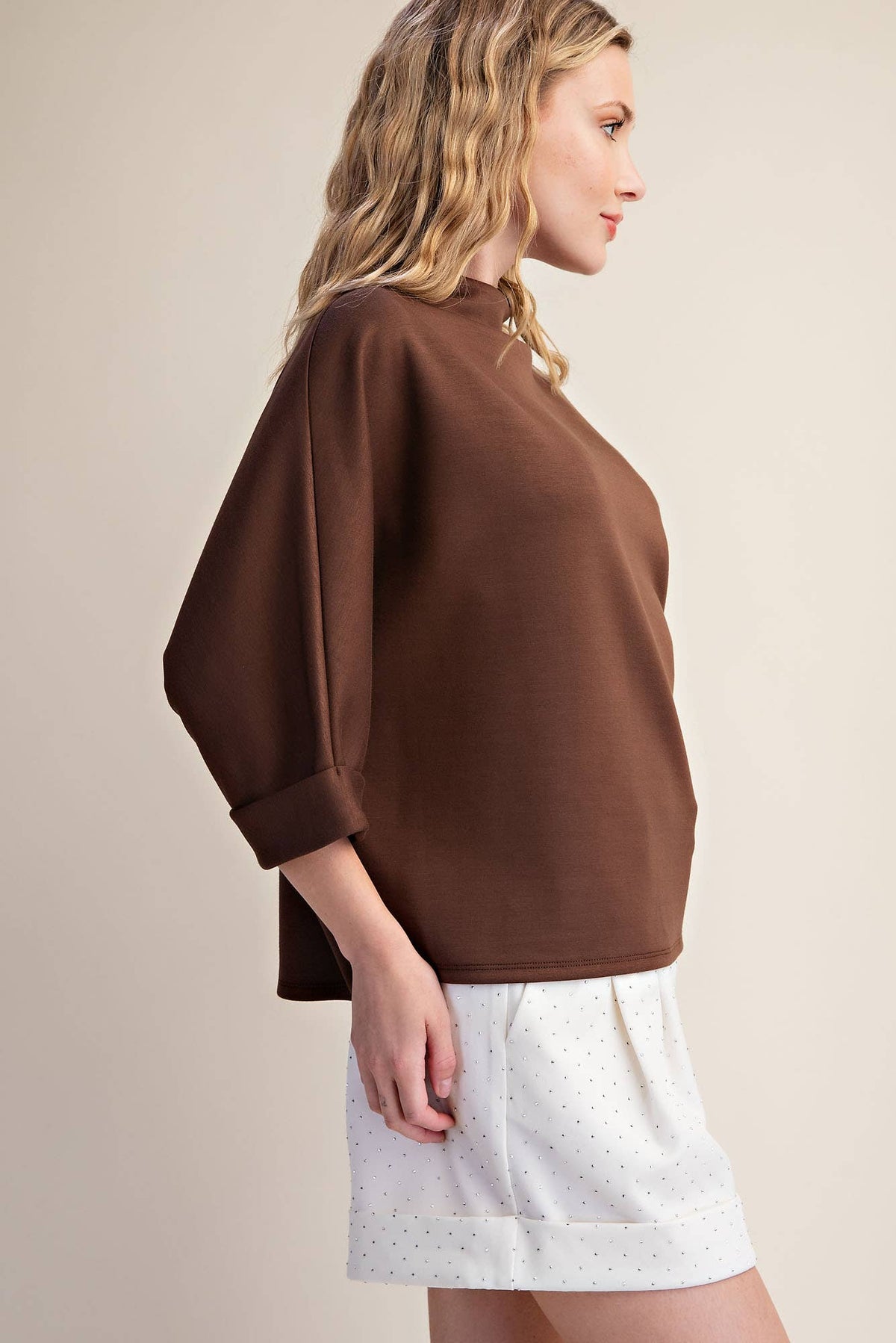 Mock Neck Sweatshirt: Black / M