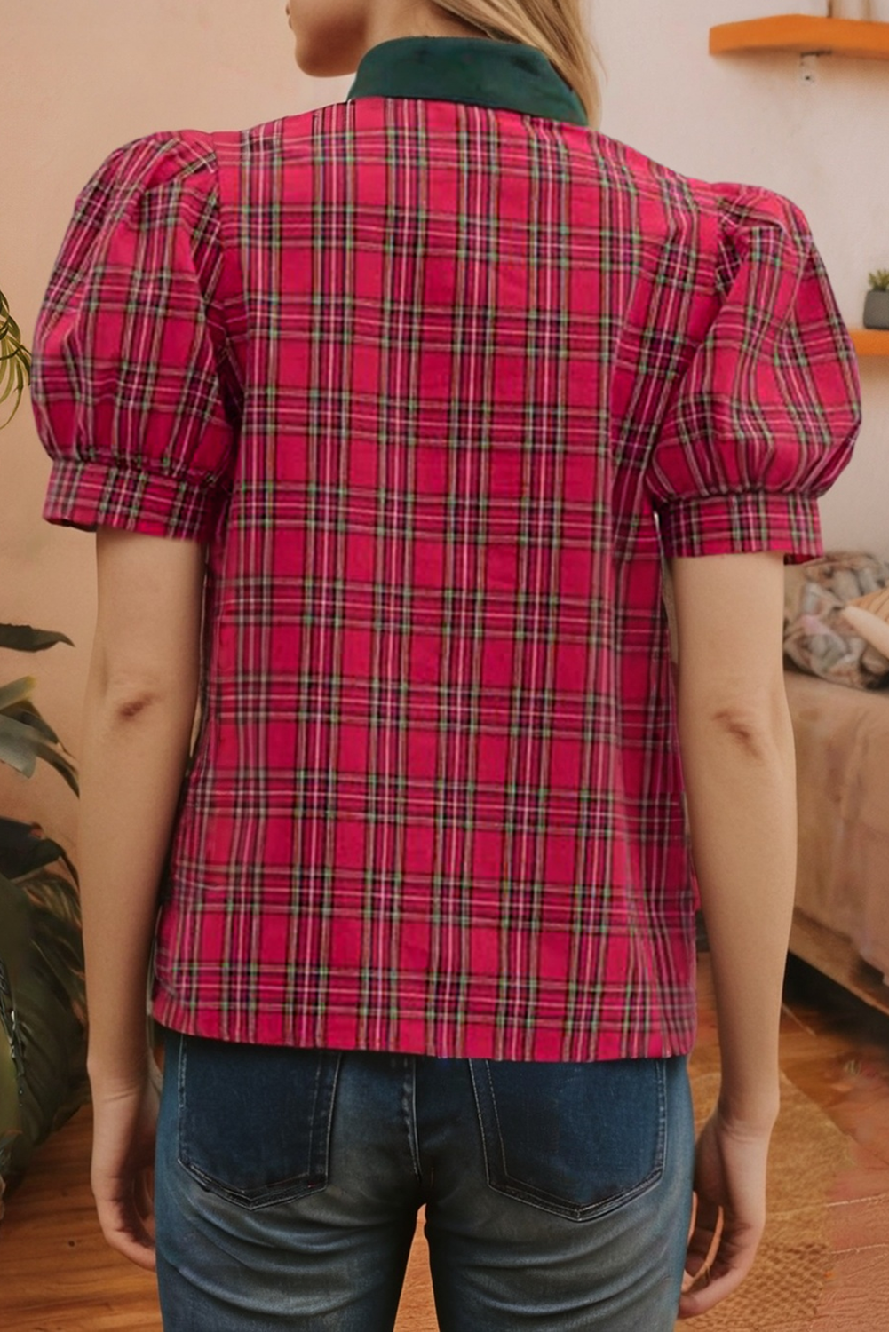 Meet Me Under the Mistletoe Plaid Blouse