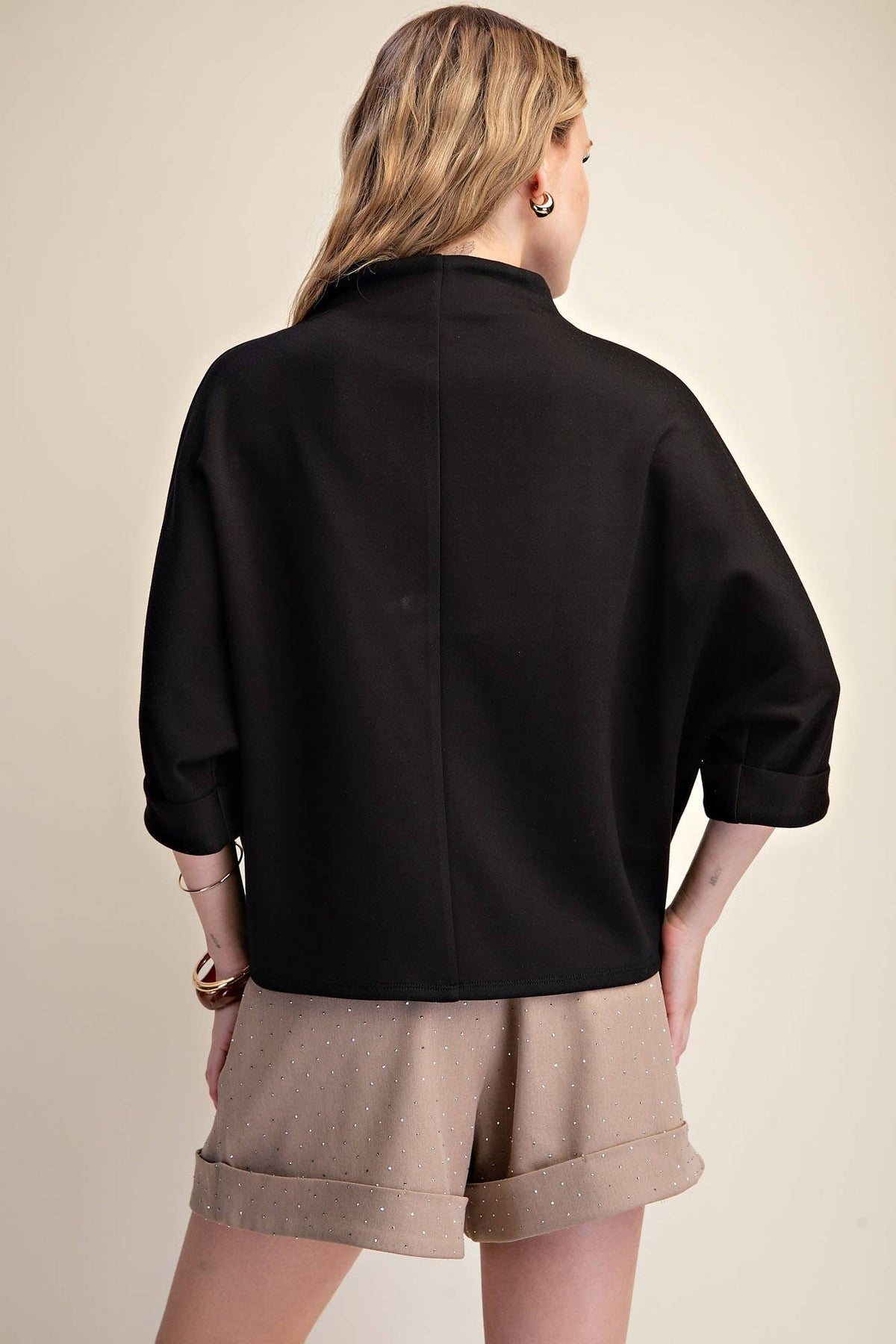 Mock Neck Sweatshirt: Black / S