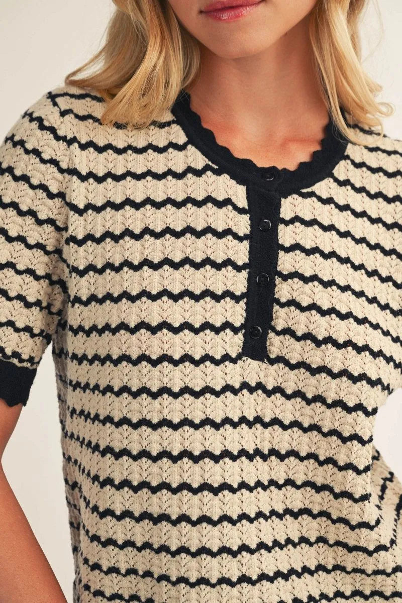 Parisian Scalloped Knit Top