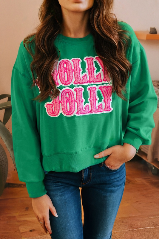 Holly Jolly Embroidered Sweatshirt