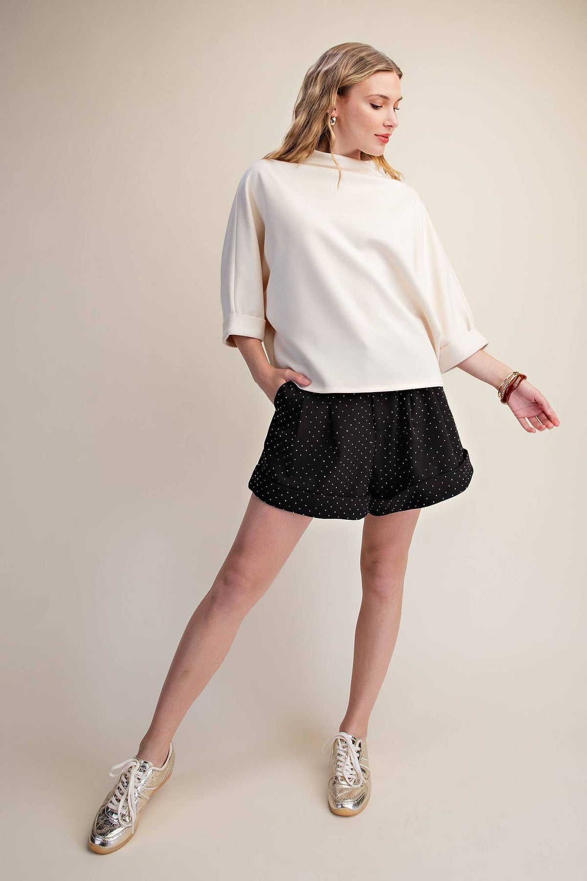 Mock Neck Sweatshirt: Black / S