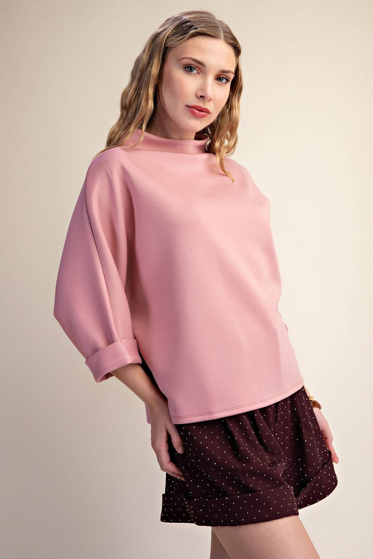Mock Neck Sweatshirt: Black / S