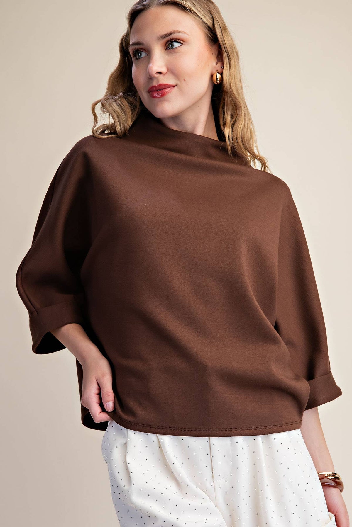 Mock Neck Sweatshirt: Black / M