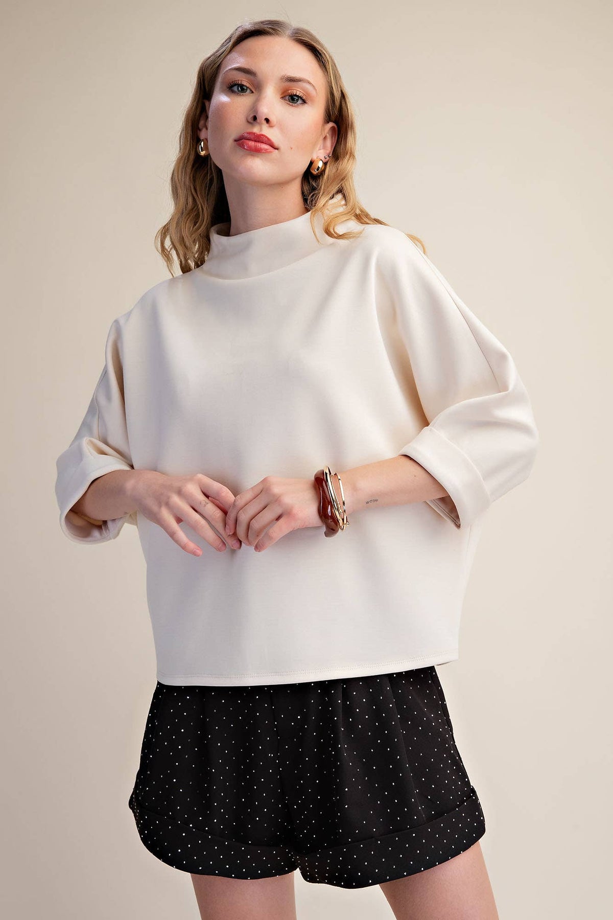 Mock Neck Sweatshirt: Black / S