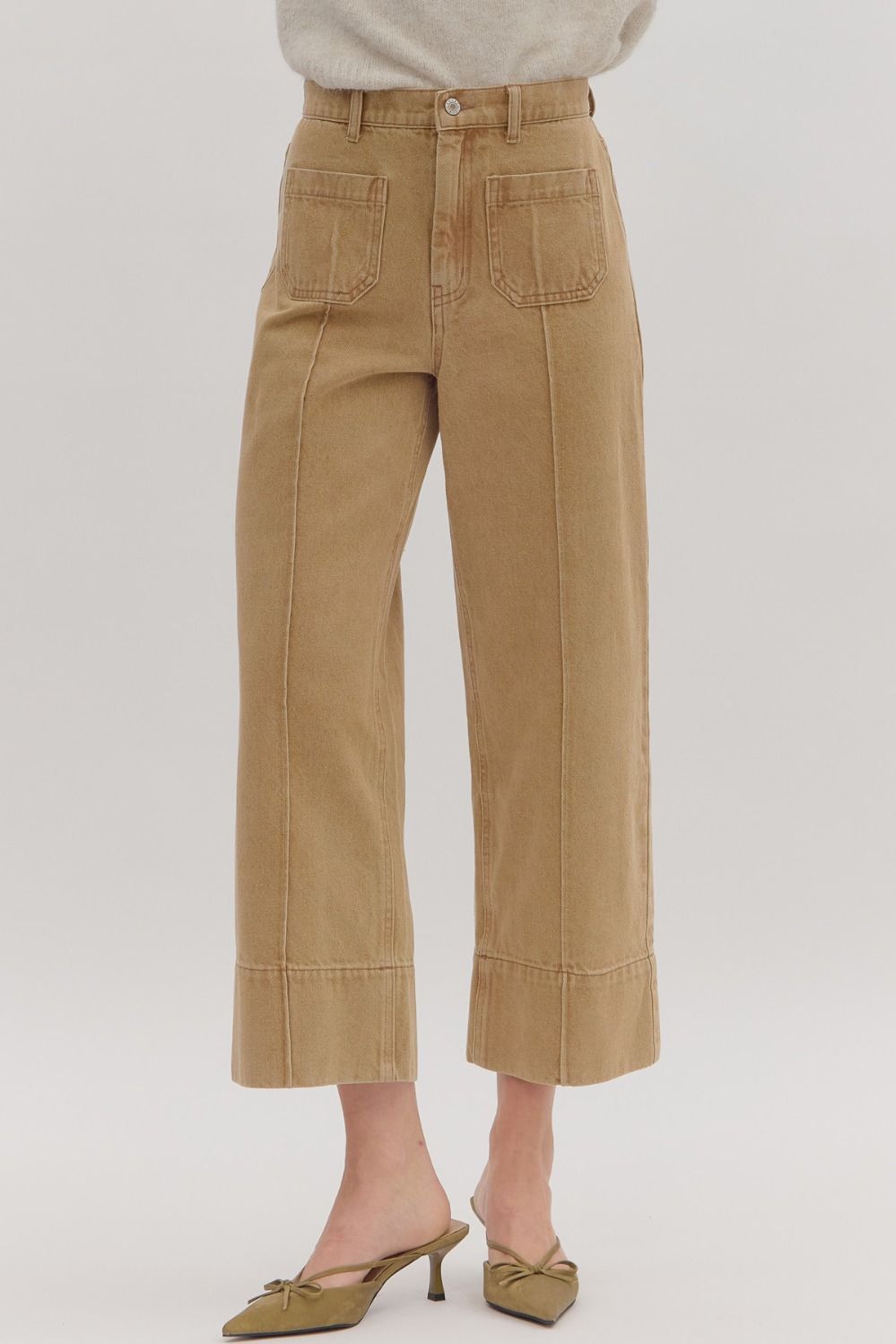 Camel Wide Leg and Cuff Pants