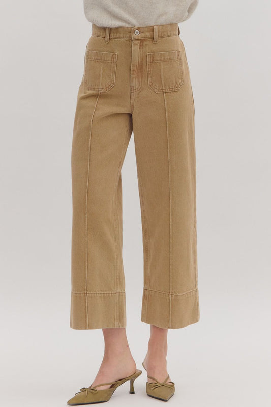 Camel Wide Leg and Cuff Pants
