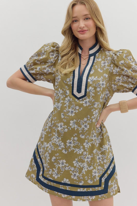 Tammi Floral Print Dress with Short Puff Sleeve