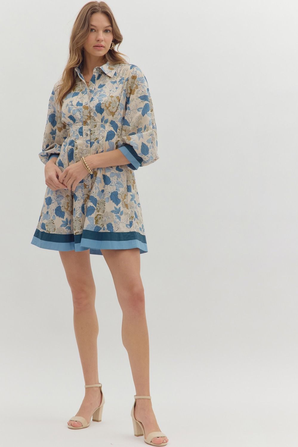 Blue Floral Collar Dress