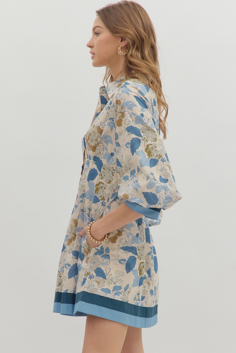 Blue Floral Collar Dress