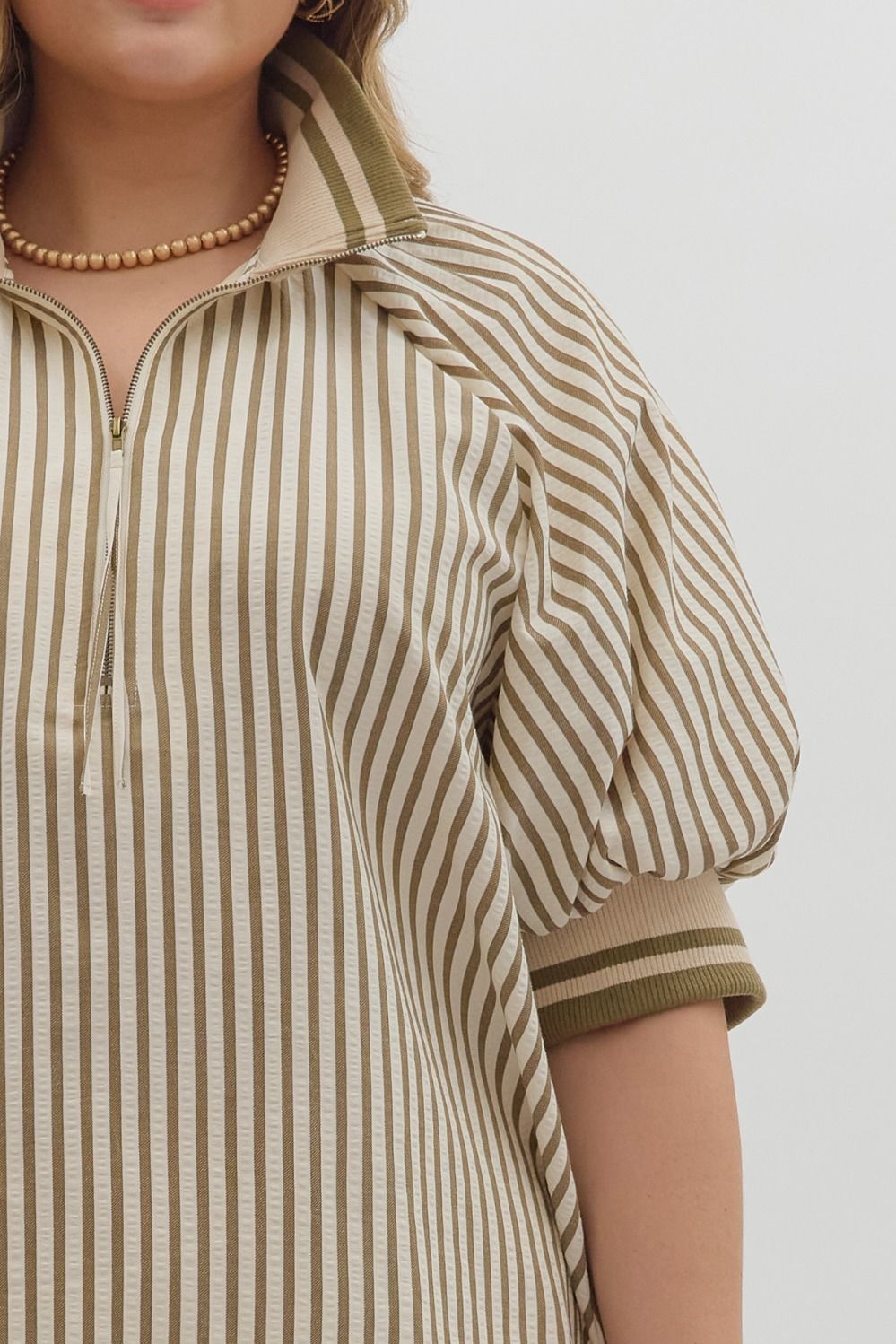 Hannah Striped Accent Collar Top