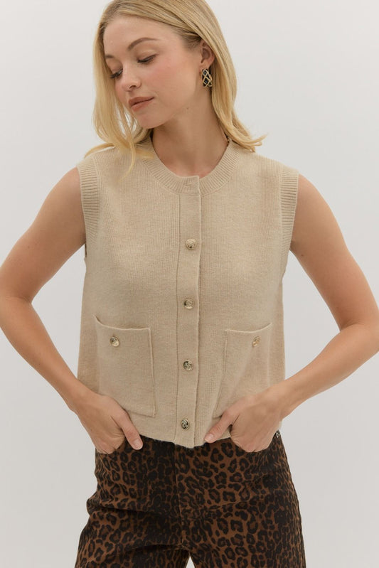 Stella Solid Sweater Vest Top