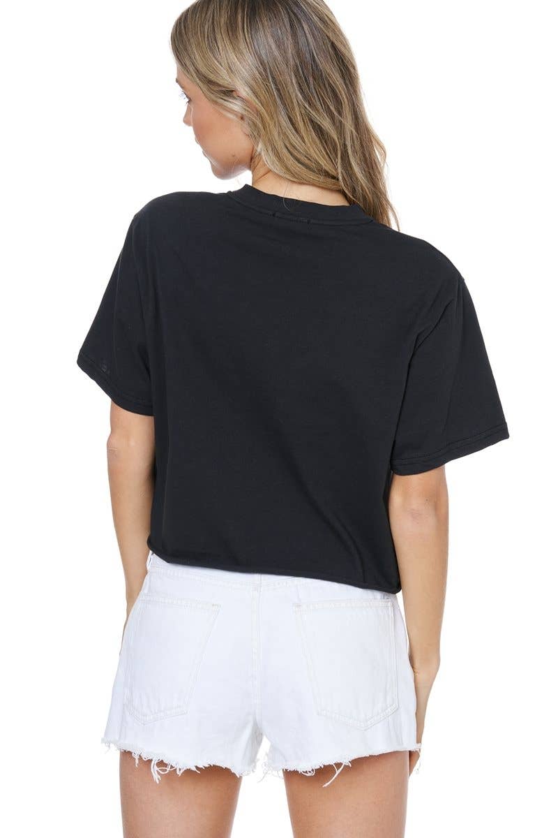 "Grace Upon Grace" Graphic Faux Cropped Tee: INK