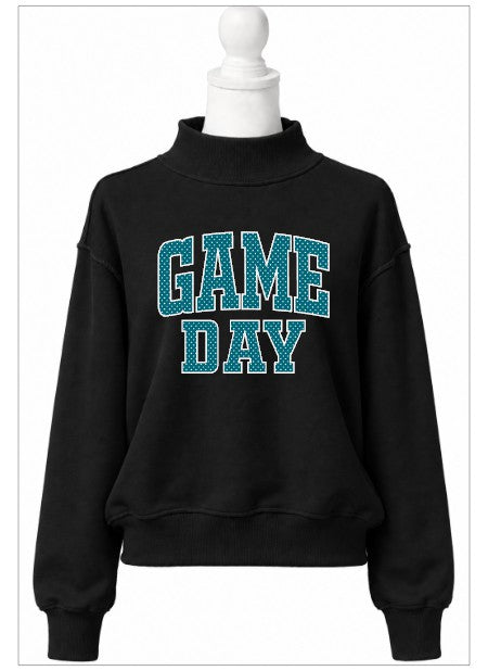 PRE ORDER (10/1) Black Mock Neck Polka Dot Game Day Sweatshirt